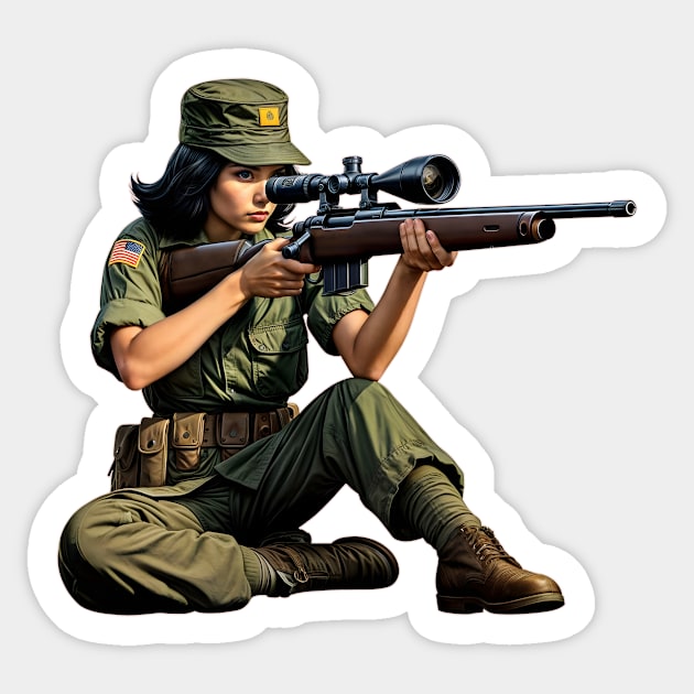 Sniper Girl Sticker by Rawlifegraphic